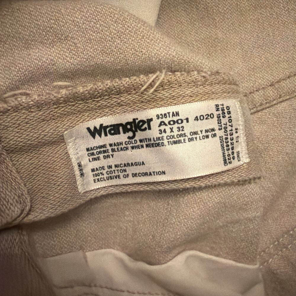 Wrangler 936TAN Cowboy Cut Jeans Mens 34x32 Tan Western Denim - Picture 4 of 9